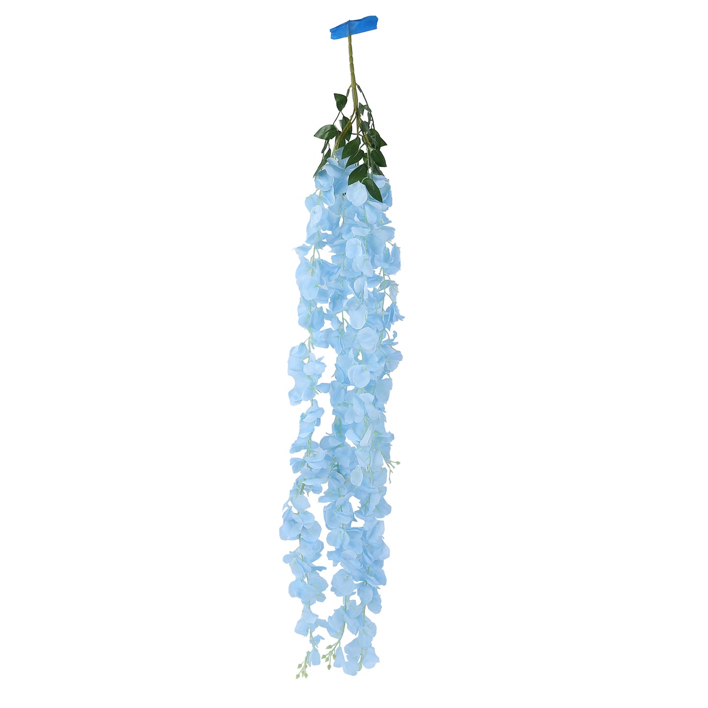 42" Silk Hanging Wisteria Flower Garland Vines in Light Blue, Elaborated 5 Full Strands in 1 Bush