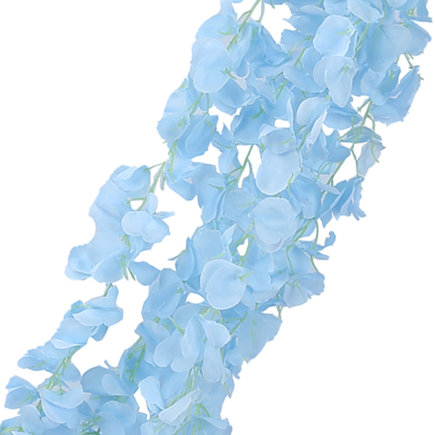 42" Silk Hanging Wisteria Flower Garland Vines in Light Blue, Elaborated 5 Full Strands in 1 Bush