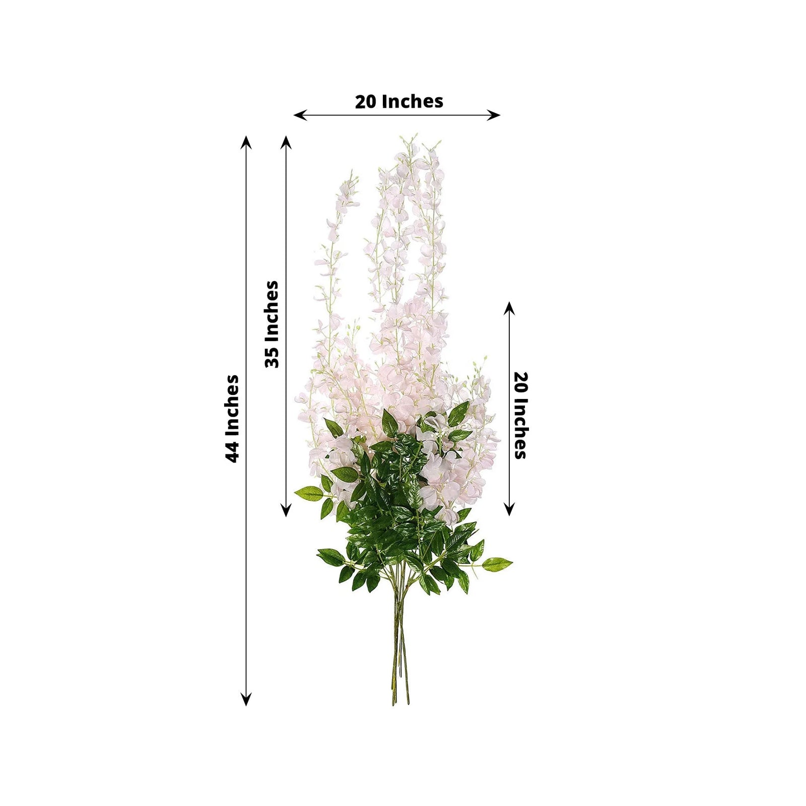 5 Pack Artificial 44 Inch Blush Rose Gold Silk Hanging Wisteria Flower Garland Vines