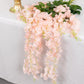 44 Inch Blush Rose Gold Silk Hanging Wisteria Flower Garland Vines Artificial 5 Pack