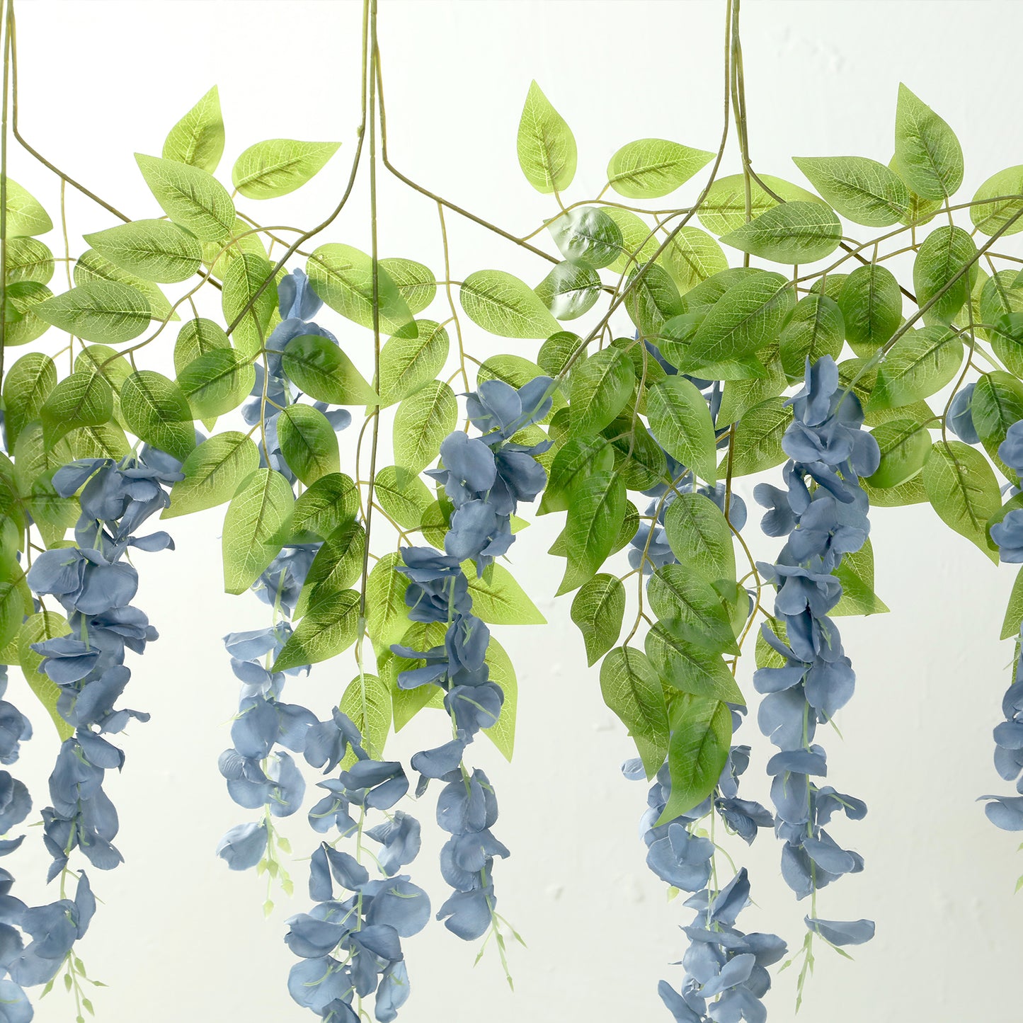 5 Pack 44" Silk Hanging Wisteria Flower Garland Vines in Dusty Blue, 3 Strands in 1 Bush