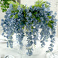 5 Pack 44" Silk Hanging Wisteria Flower Garland Vines in Dusty Blue, 3 Strands in 1 Bush