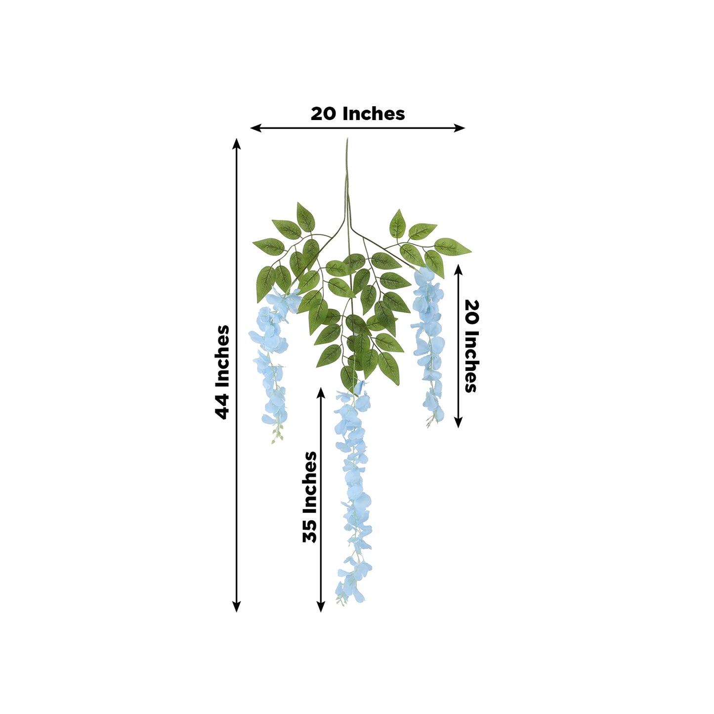 Light blue silk wisteria flower garland vine, 44 inches long, 5 pack.