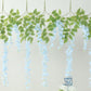Light blue silk hanging wisteria flower garland vines, 5 pack.