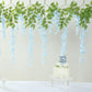 Light blue silk wisteria flower garland vines hanging decor.