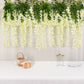 5 Pack 44 Inch Cream Silk Hanging Wisteria Flower Garland Vines Artificial
