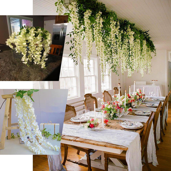 5 Pack | 44" Lavender Lilac Artificial Silk Hanging Wisteria Flower Vines