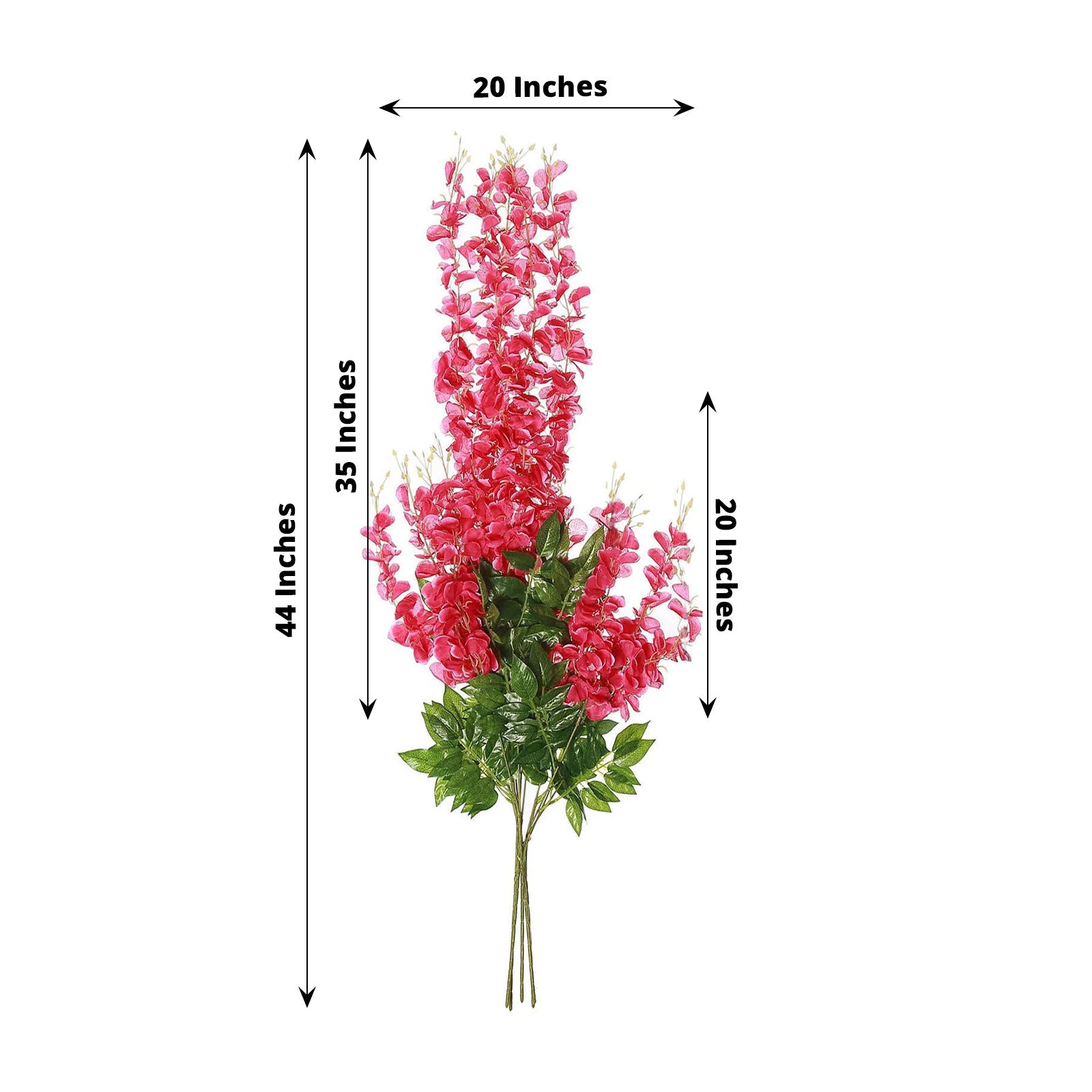 Artificial 44 Inch Fuchsia Silk Hanging Wisteria Flower Garland Vines 5 Pack