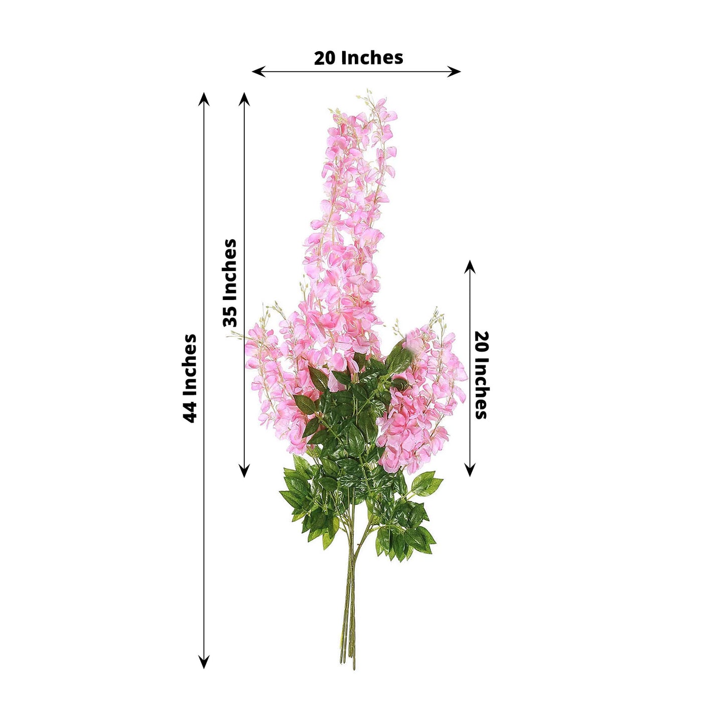 Artificial 44 Inch Pink Silk Hanging Wisteria Flower Garland Vines 5 Pack