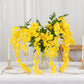 5 Pack Artificial 44 Inch Yellow Silk Hanging Wisteria Flower Garland Vines