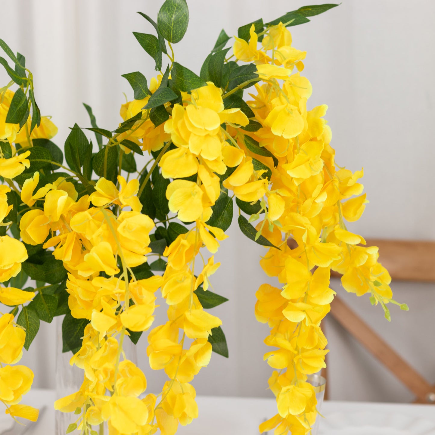 5 Pack Artificial 44 Inch Yellow Silk Hanging Wisteria Flower Garland Vines