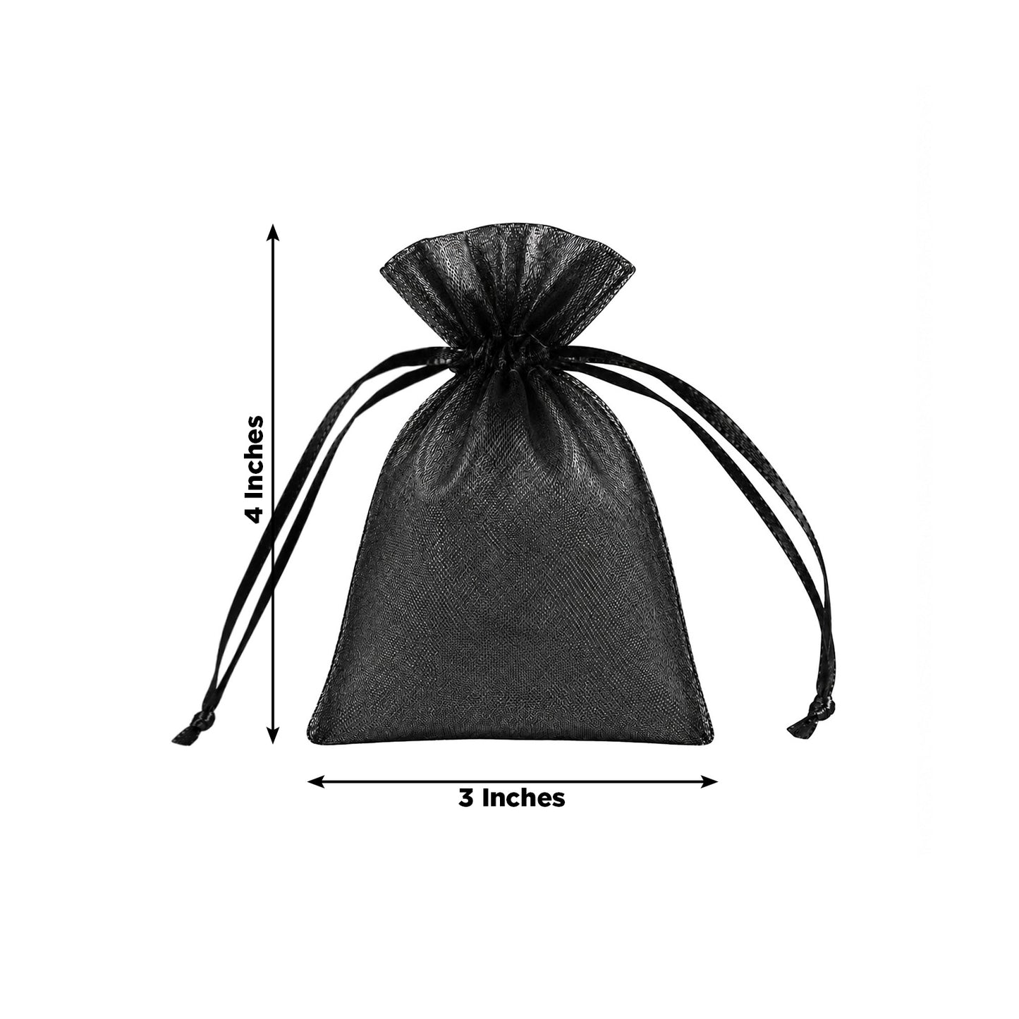 100 Pack Black Organza Drawstring Gift Bags 3" x 4" – Wedding Party Favor Bags