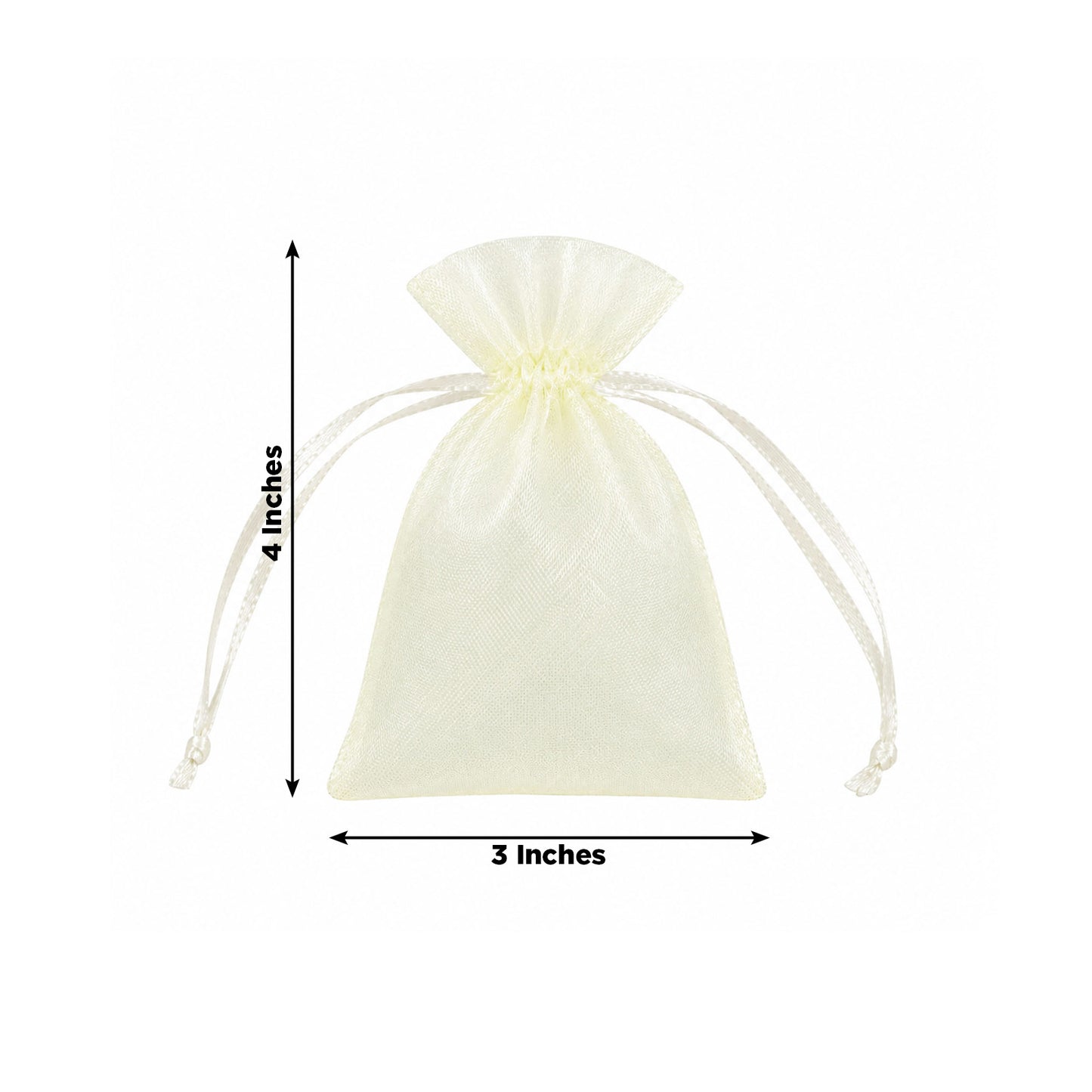 100 Pack Yellow Organza Drawstring Gift Bags 3" x 4" – Wedding Party Favor Bags