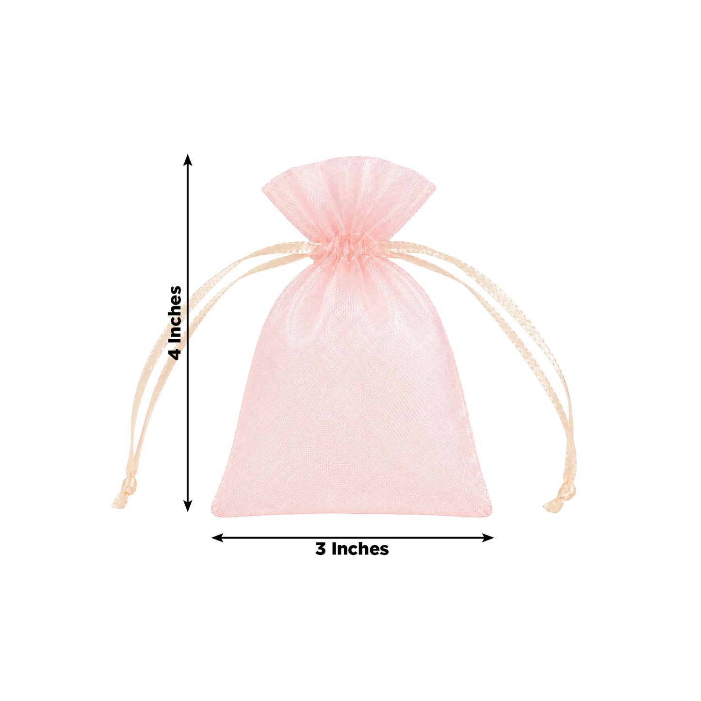 100 Pack Blush Organza Drawstring Gift Bags 3" x 4" – Wedding Party Favor Bags
