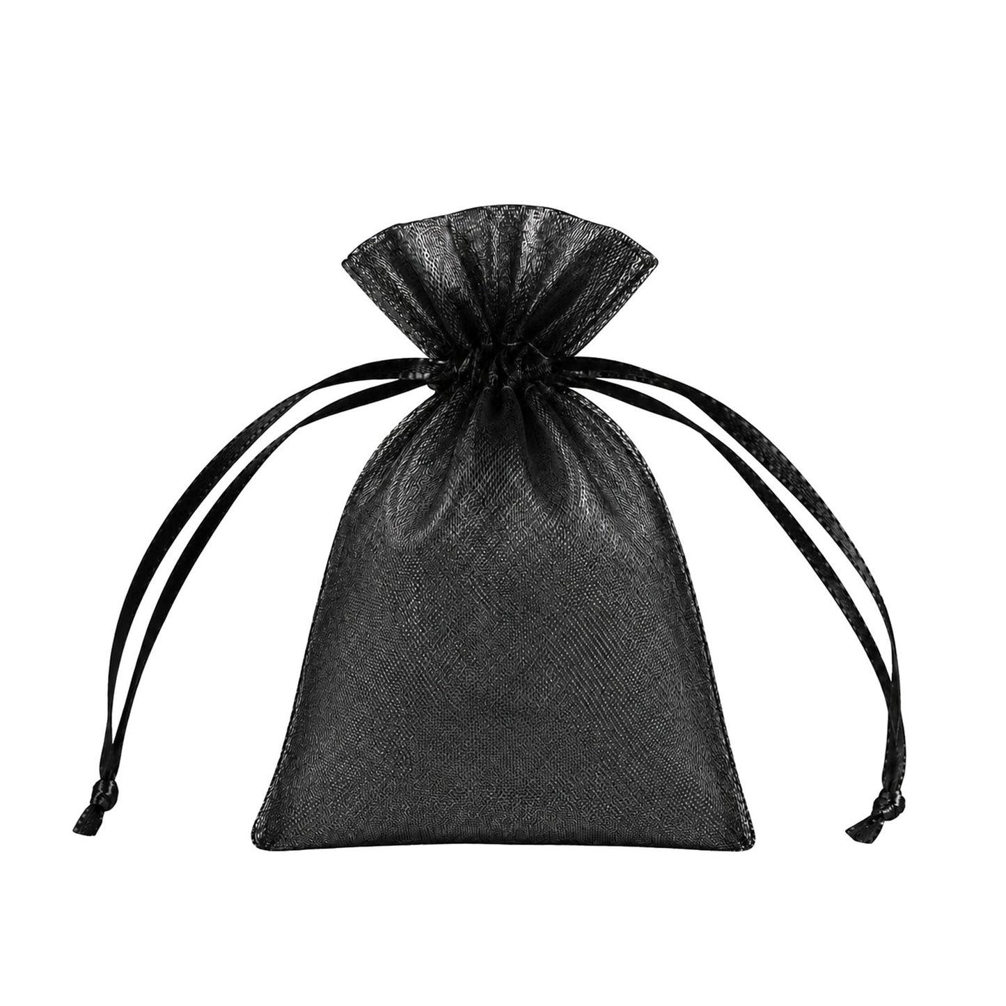 100 Pack Black Organza Drawstring Gift Bags 3" x 4" – Wedding Party Favor Bags