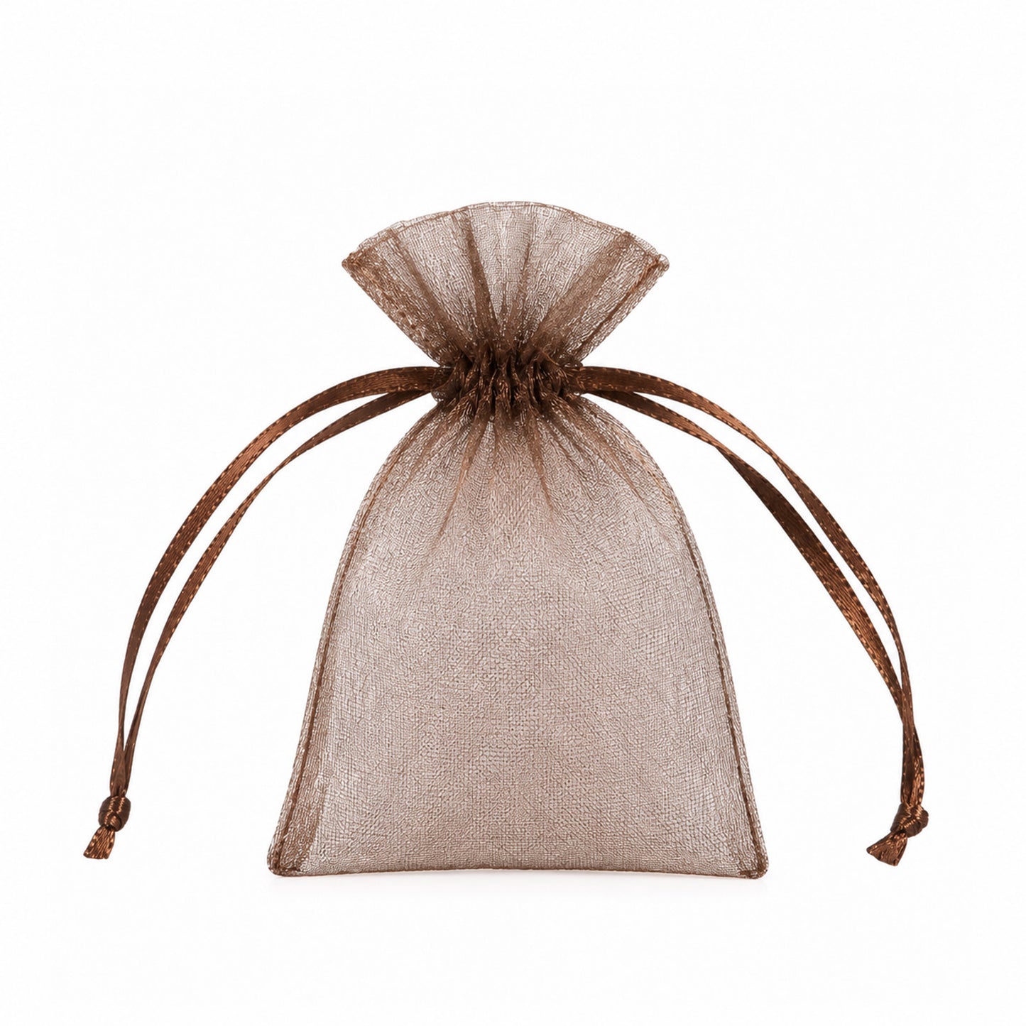 100 Pack Chocolate Organza Drawstring Gift Bags 3" x 4" – Wedding Party Favor Bags