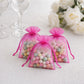 100 Pack Fuchsia Organza Drawstring Gift Bags 3" x 4" – Wedding Party Favor Bags