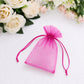 100 Pack Fuchsia Organza Drawstring Gift Bags 3" x 4" – Wedding Party Favor Bags