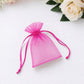 100 Pack Fuchsia Organza Drawstring Gift Bags 3" x 4" – Wedding Party Favor Bags