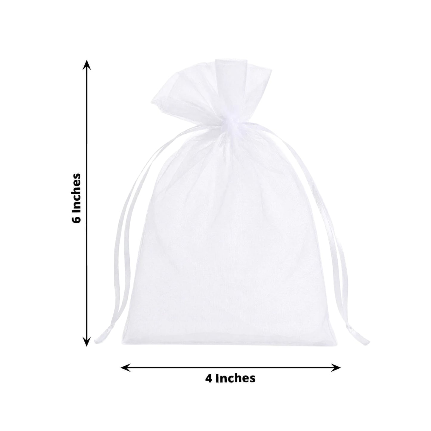 100 Pack White Organza Gift Bags with Drawstring, 4" x 6" – Wedding Party Favor Bags