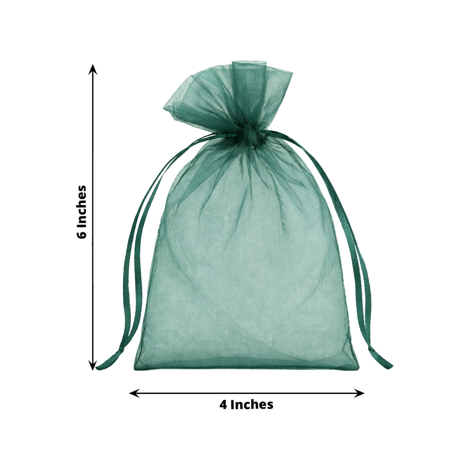 100 Pack Emerald Green Organza Gift Bags with Drawstring, 4" x 6