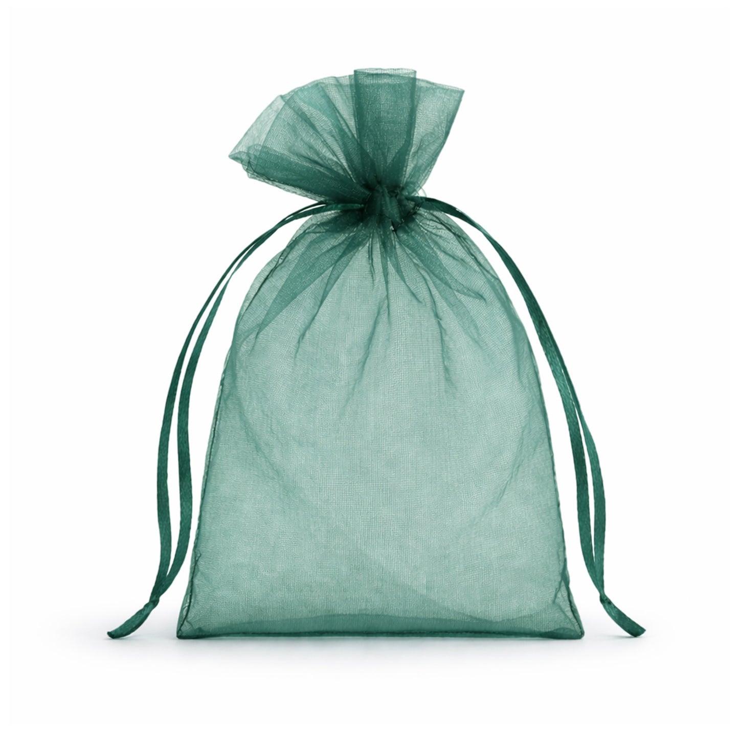 100 pack emerald green organza gift bags with drawstring, 4" x 6".