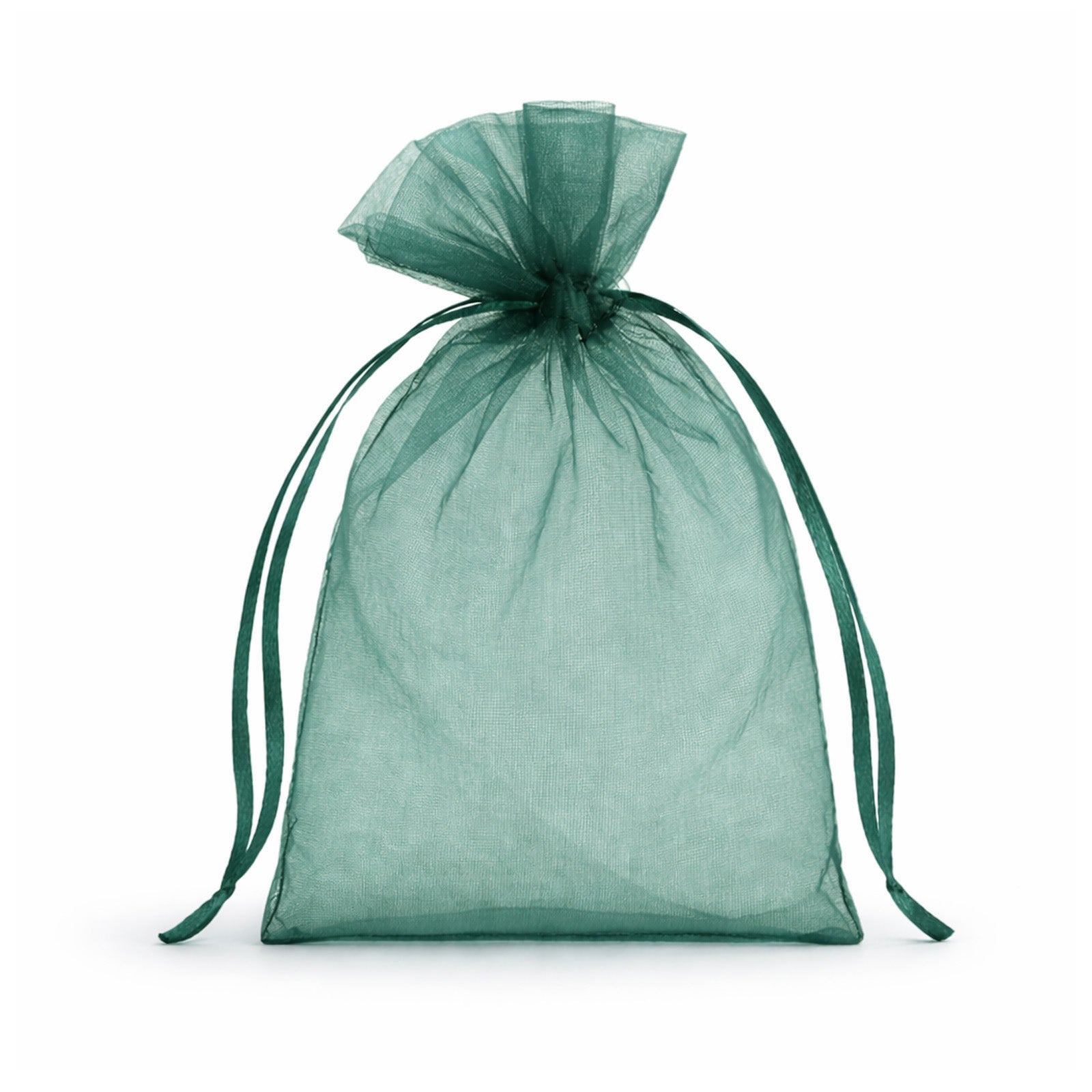100 pack emerald green organza gift bags with drawstring, 4" x 6".