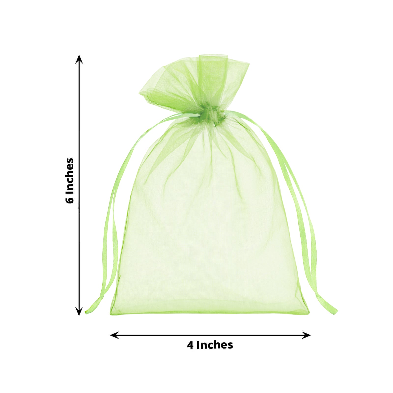 Mint organza gift bag with drawstring, 4" x 6", perfect for party favors.