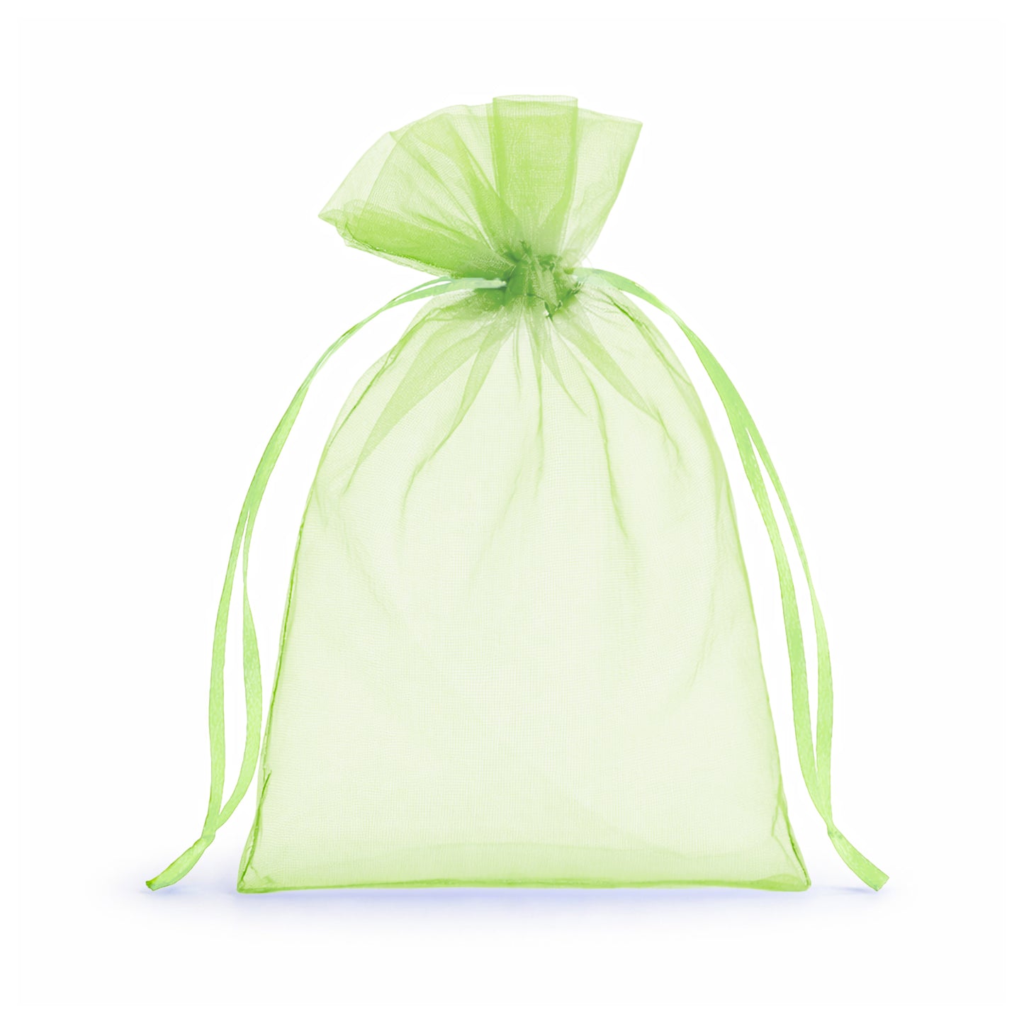 Mint organza gift bag with drawstring, 4" x 6", perfect for wedding favors.
