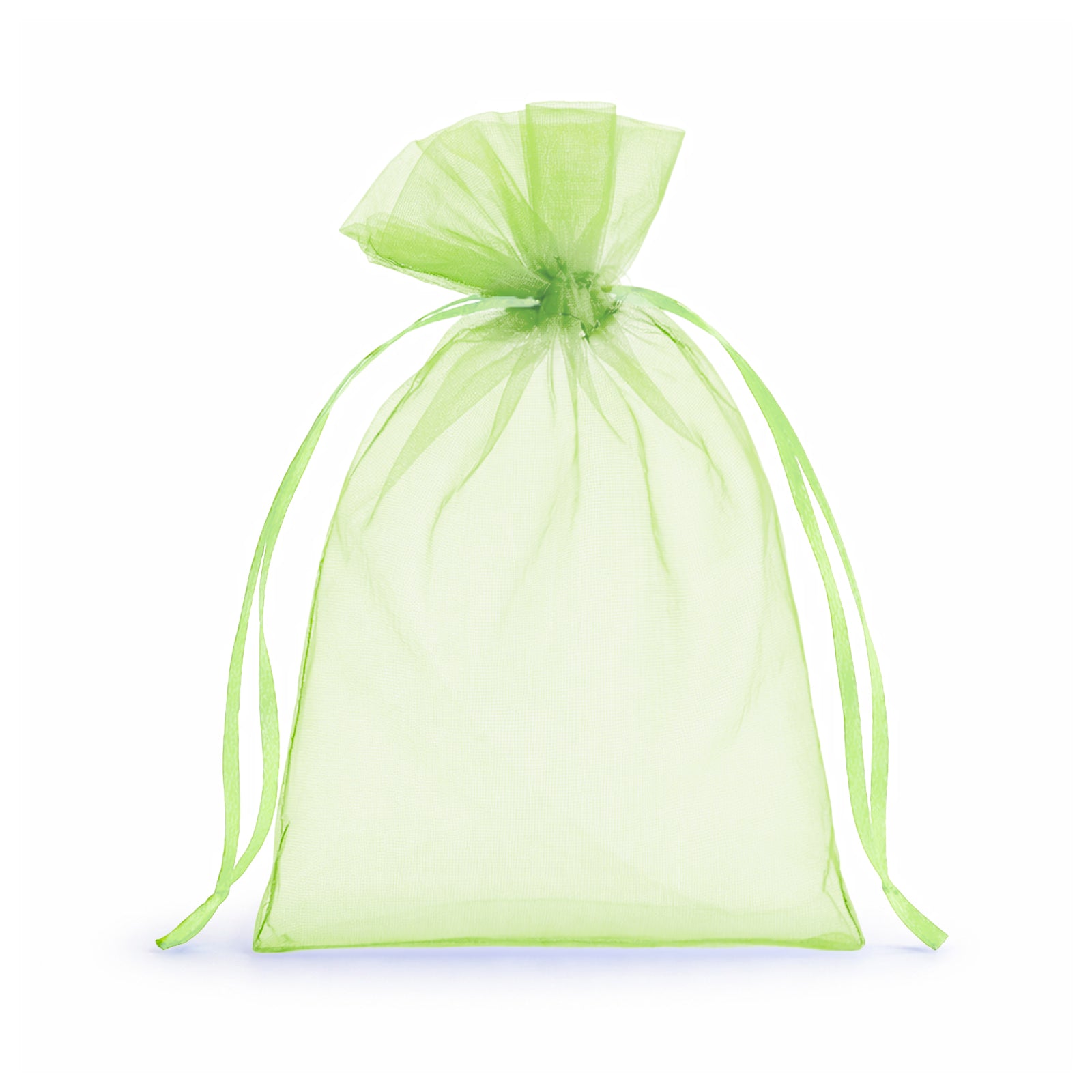Mint organza gift bag with drawstring, 4" x 6", perfect for wedding favors.