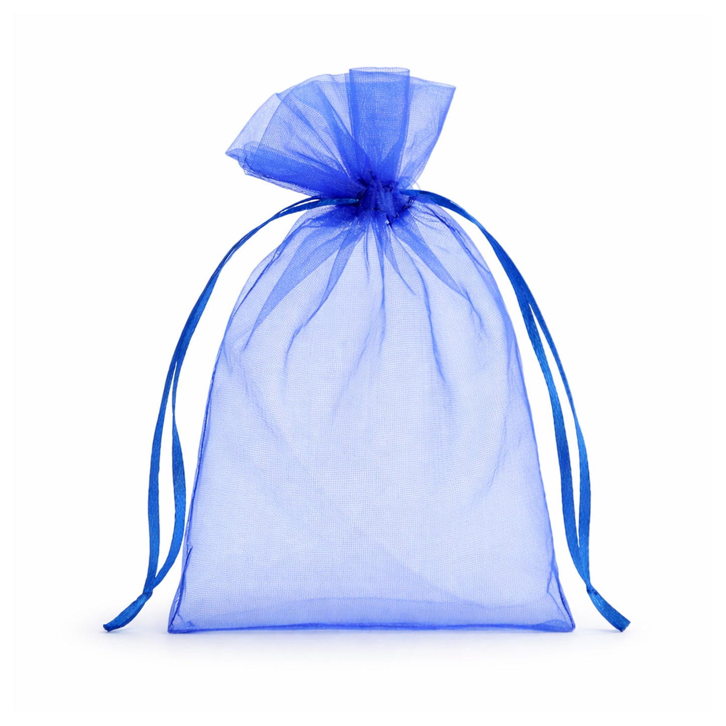 Royal blue organza gift bag with drawstring, 4" x 6".