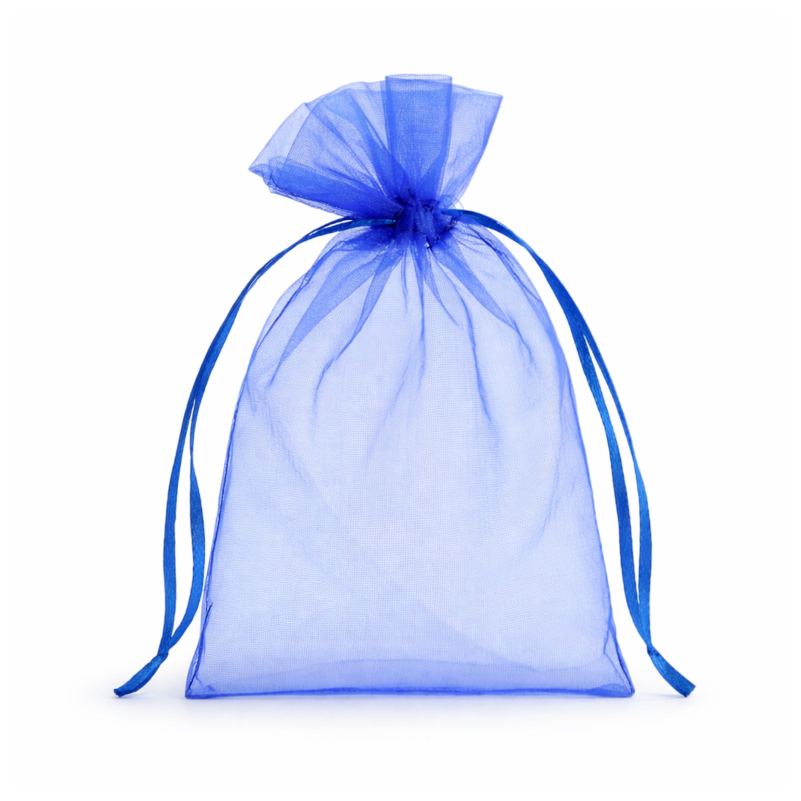Royal blue organza gift bag with drawstring, 4" x 6".