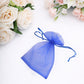Royal blue organza gift bag with drawstring, perfect for wedding favors.