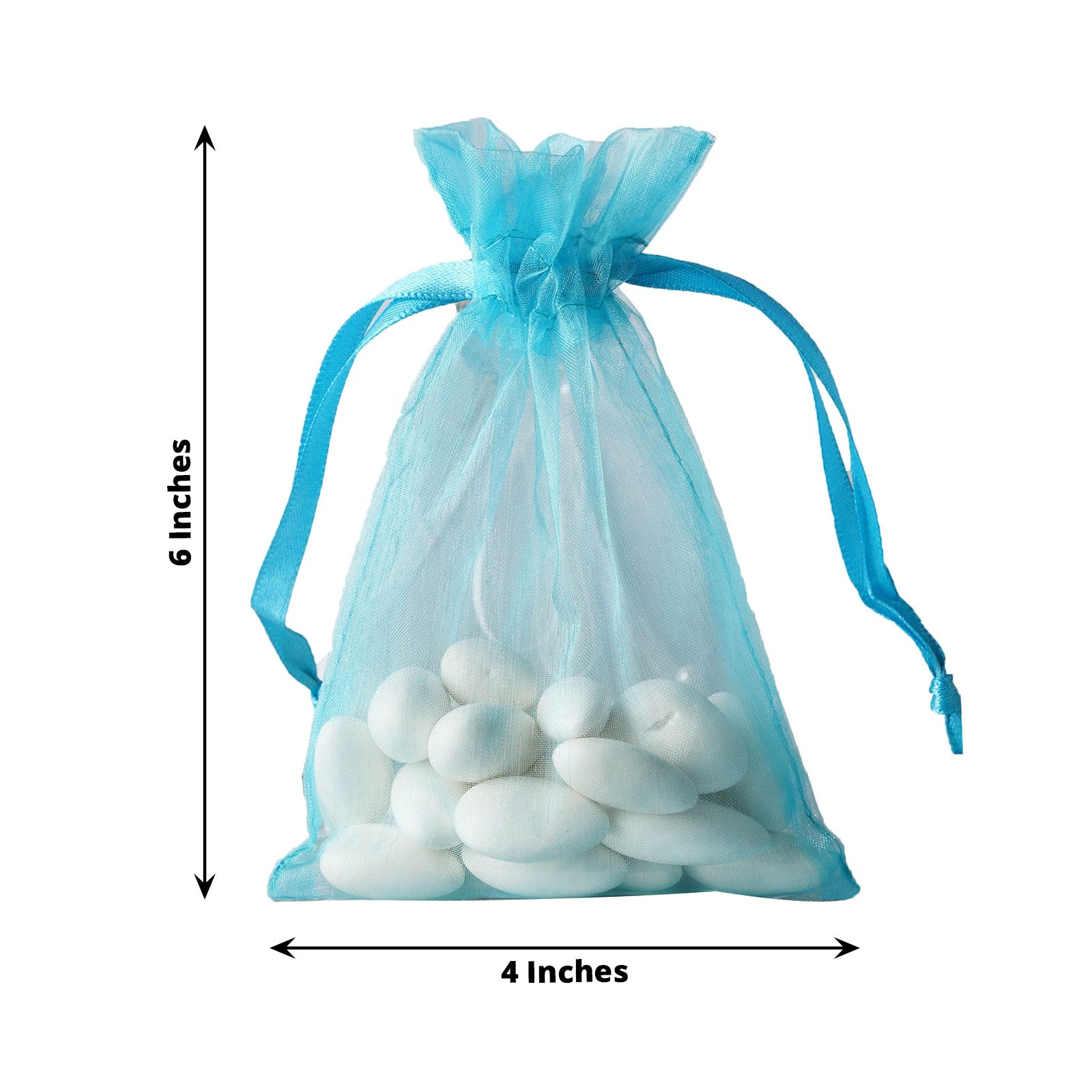 10 Pack | 4inches Turquoise Organza Drawstring Wedding Party Favor Gift Bag