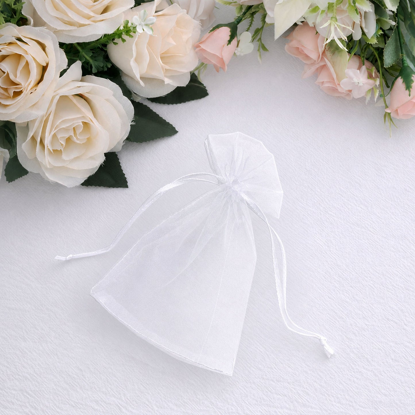 100 Pack White Organza Gift Bags with Drawstring, 4" x 6" – Wedding Party Favor Bags