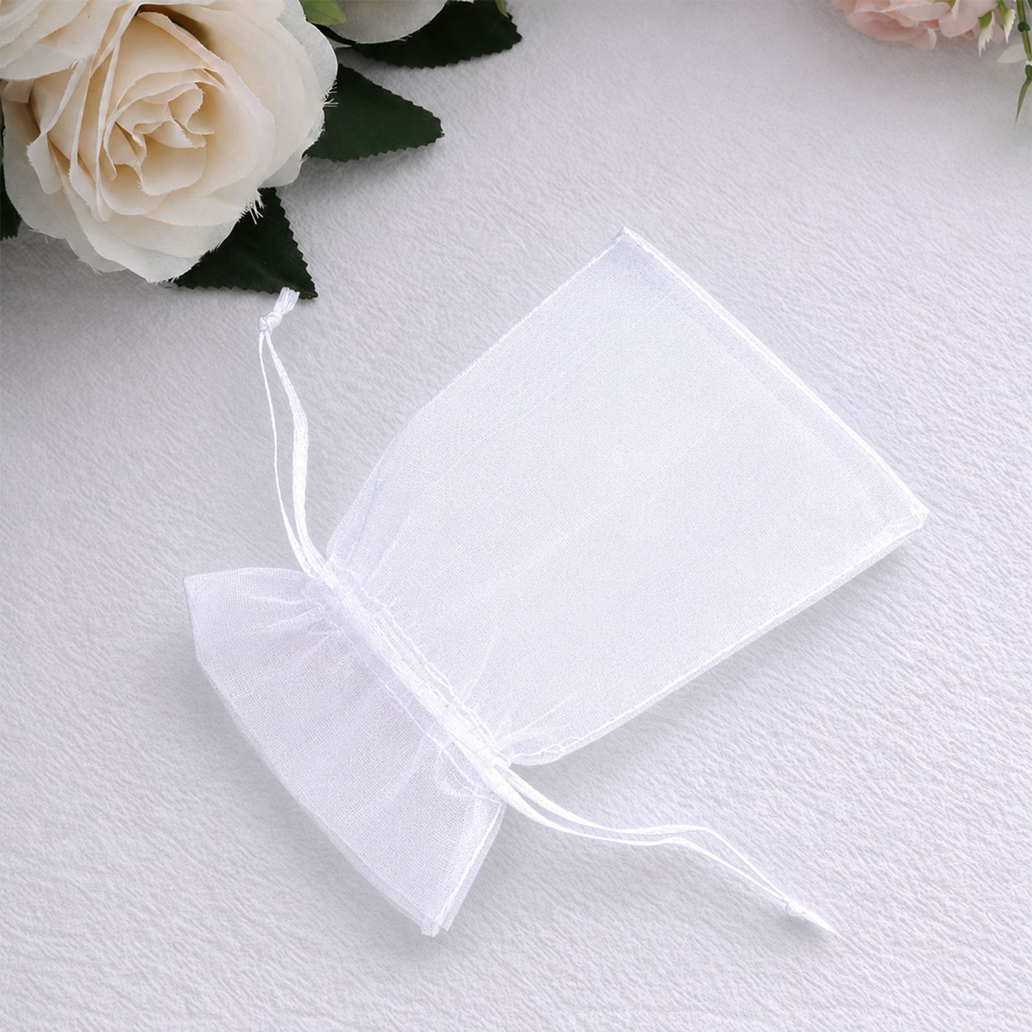 100 Pack White Organza Gift Bags with Drawstring, 4" x 6" – Wedding Party Favor Bags