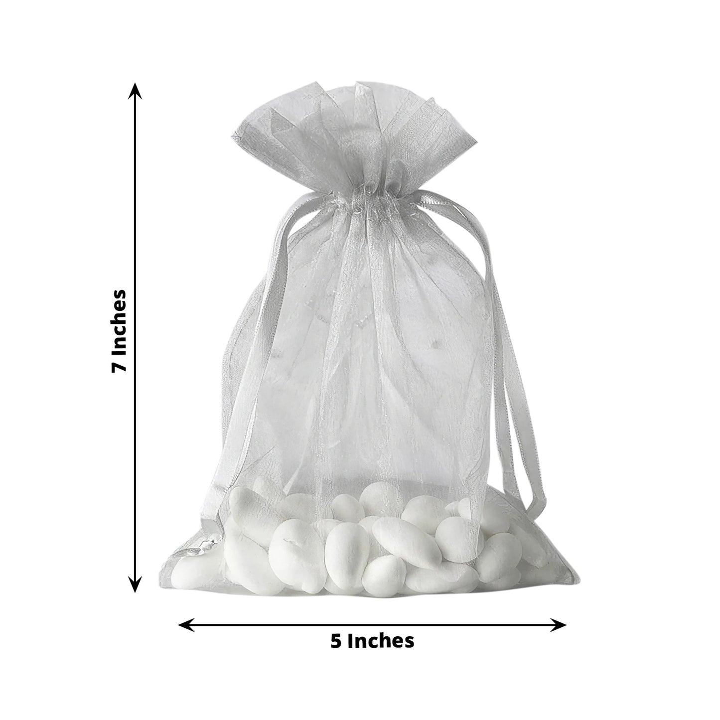 10 Pack | 5x7inch Silver Organza Drawstring Wedding Party Favor Gift Bags