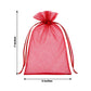 Red organza drawstring gift bag, 5" x 7", ideal for wedding party favors.