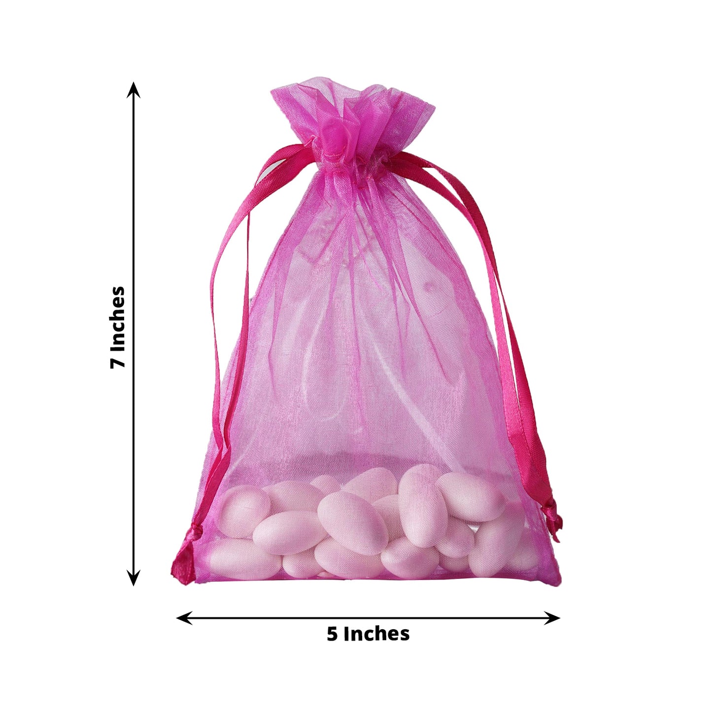 10 Pack | 5x7inch Fuchsia Organza Drawstring Wedding Party Favor Gift Bags