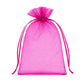 Fuchsia organza gift bag with drawstring, 5" x 7", ideal for weddings and parties.