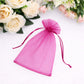 Fuchsia organza gift bag with drawstring, 5" x 7" for wedding favors.