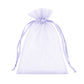 Lavender organza gift bag with drawstring, 5" x 7", perfect for wedding favors.