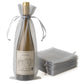 Silver organza wine gift bags with drawstring for weddings and parties.