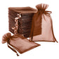 Chocolate organza gift bags with drawstring, 6" x 9", 100 pack.