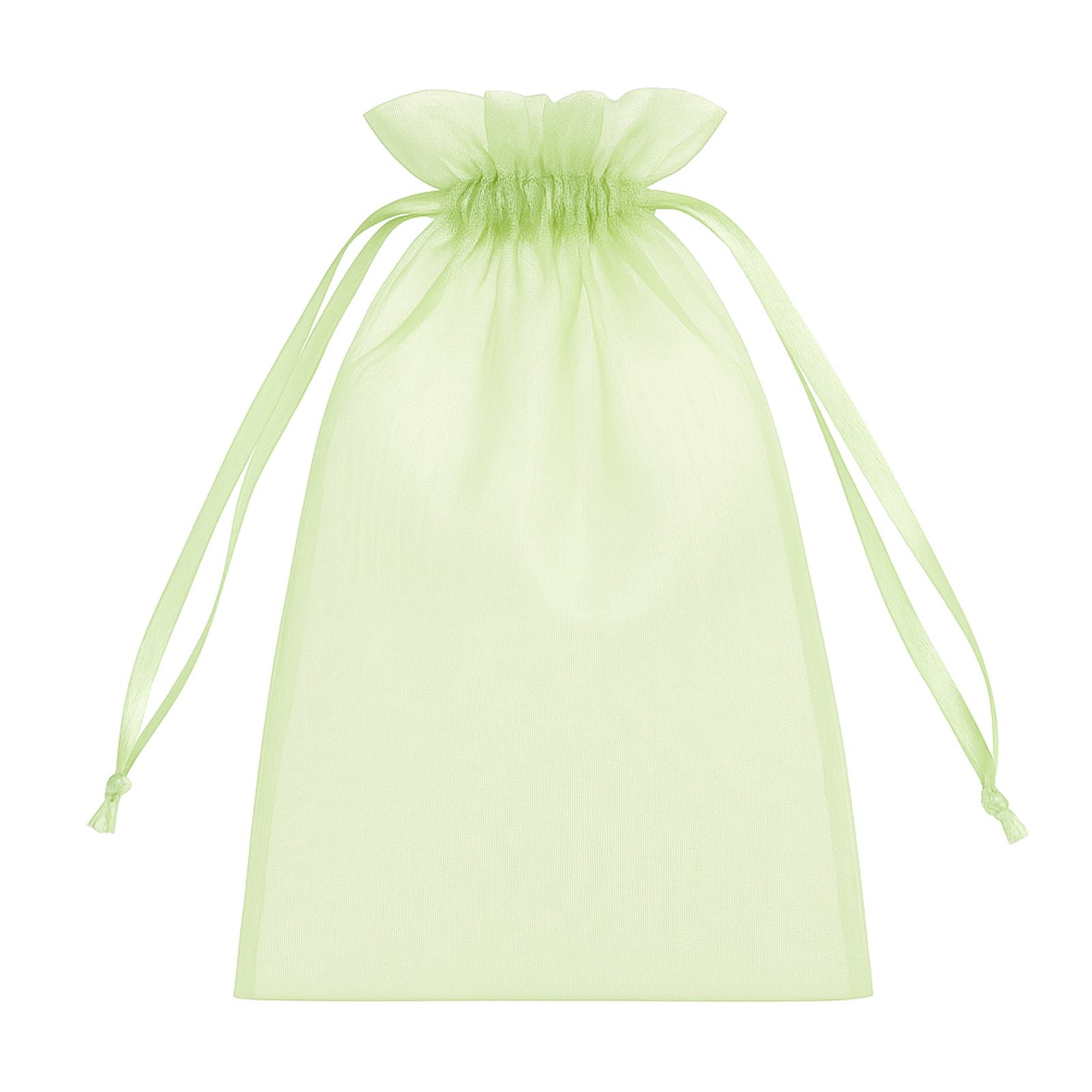 Mint organza gift bag with drawstring, 6" x 9", perfect for wedding favors. #whtbkgd