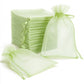Mint organza gift bags, 100 pack, 6" x 9", perfect for wedding favors.