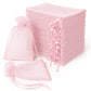 Pink organza gift bags with drawstring, 6" x 9", 100 pack.