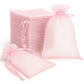 Pink organza gift bags, 6" x 9", 100 pack for wedding favors.