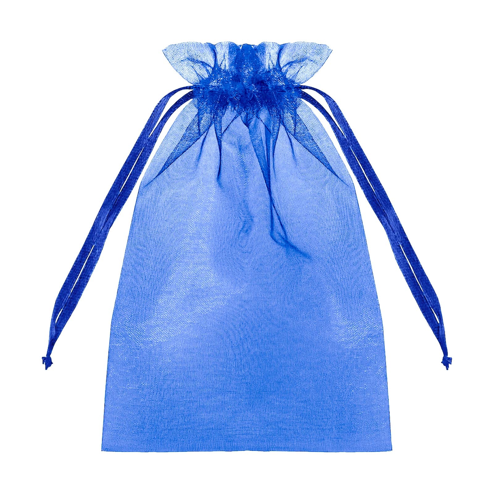 Royal blue organza gift bag with drawstring, 6" x 9", perfect for wedding favors. #whtbkgd