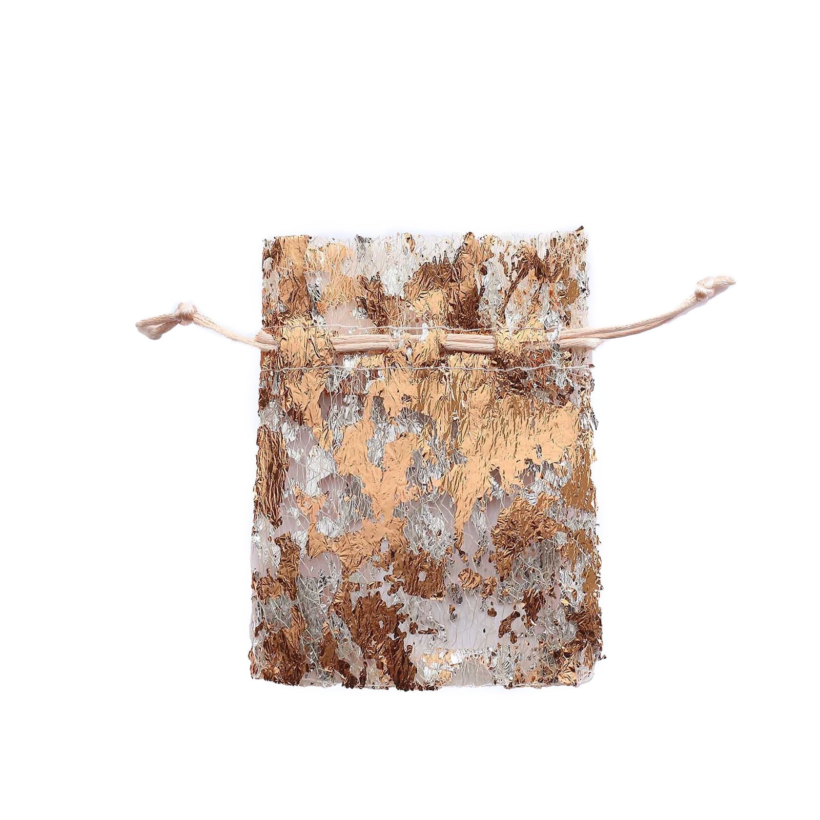 Metallic rose gold foil drawstring candy bag, 4"x5", wedding party favor.
